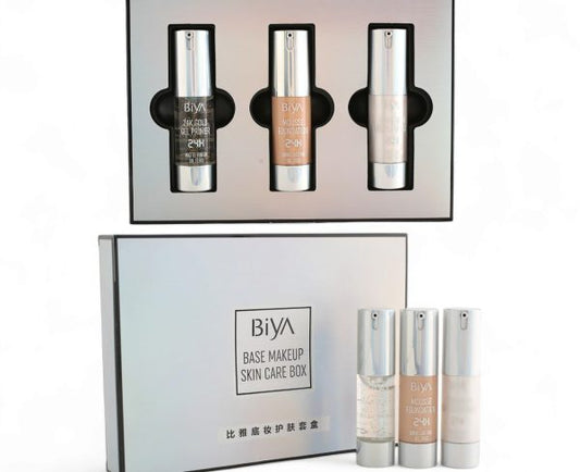 Biya 3 in 1 Primer Foundation Highlighter 4k Gold Gel Set
